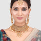 Gold-Plated & Beige Kundan-Studded & Beaded Traditional Jewellery Set