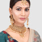 Gold-Plated & Beige Kundan-Studded & Beaded Traditional Jewellery Set