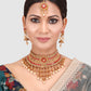 Gold-Plated Red & White Kundan-Studded & Pearl Beaded Vilandi Jewellery Set