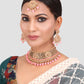 Pink & Gold-Plated Floral Stone Studded Jewellery Set