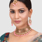 Gold Plated White & Pink Kundan Studded & Beaded Jewellery Set