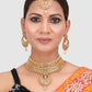 Gold-Plated Floral Stone-Studded Traditional Jewellery Set