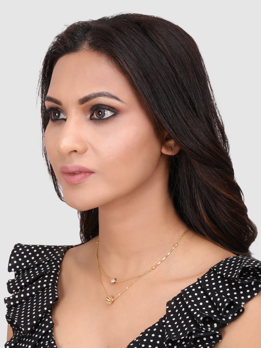 Gold-Plated White AD-Studded Mangalsutra