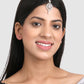 Silver-Plated Pink American Diamond Diamond Studded Maangtika