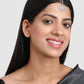 Silver-Plated White & Pink AD-Studded Handcrafted Maang Tikka