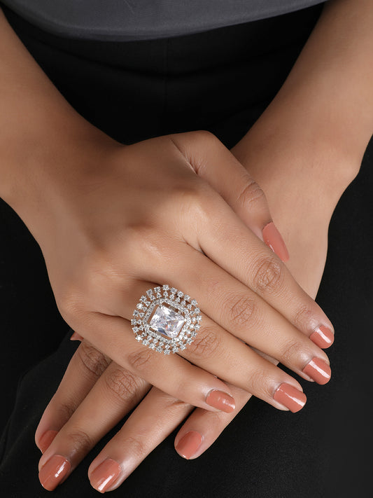 Jewels Gehna- Silver American Diamond Ring
