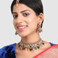Gold-Plated White & Green Stone-Studded Jewellery Set