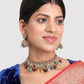 Gold-Plated White & Green Stone-Studded Jewellery Set
