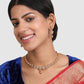 Gold-Plated White AD Stone-Studded & Beaded Jewellery Set