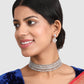 Silver-Plated White AD Studded Choker Jewellery Set