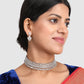 Silver-Plated White AD Studded Choker Jewellery Set