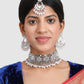 Silver-Plated Crystals Studded Choker Jewellery Set
