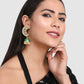 Gold-Toned & Green Dome Shaped Jhumkas Earrings