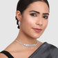 Silver-Plated White AD Studded Handcrafted Jewellery Set