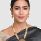 Gold-Plated & Off-White Stone Studded Jewelry Set