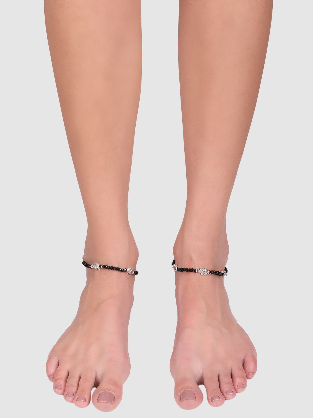 Black Silver-Plated Exclusive Anklet