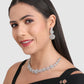 Women White & Pink Silver-Plated AD-Studded Necklace and Earrings