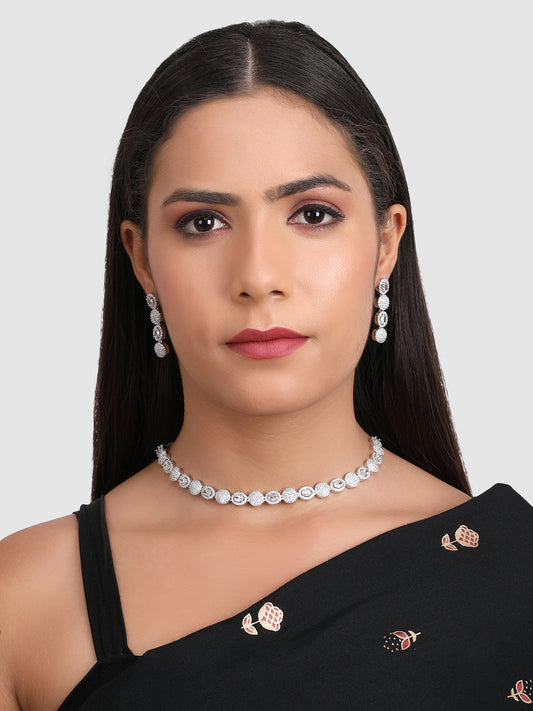 Silver Plated Studded Jewellery Set