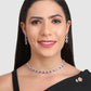 Women Silver & Magenta AD Stone-Studded Rhodium-Plated Jewellery Set