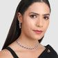 Women Silver & Magenta AD Stone-Studded Rhodium-Plated Jewellery Set