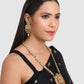 Gold Plated Green & White Stone Studded Jewellery Set