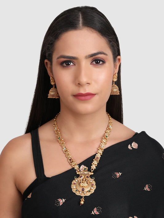 Gold-Plated Stone-Studded Jewellery Set