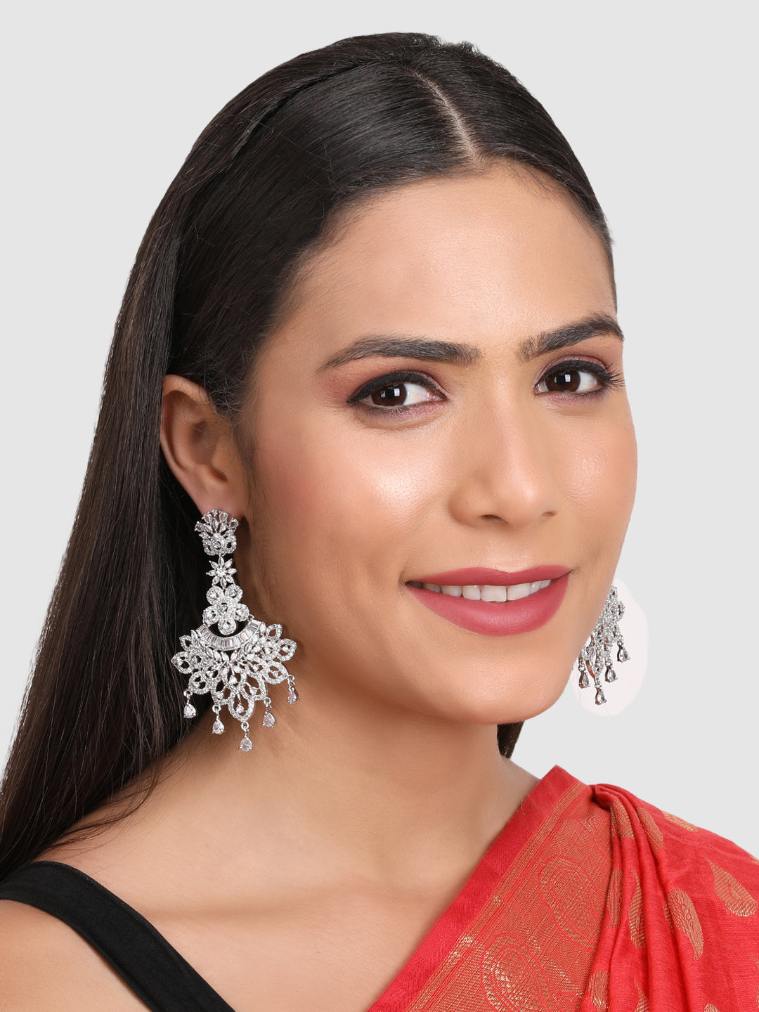 White Floral Drop Earrings