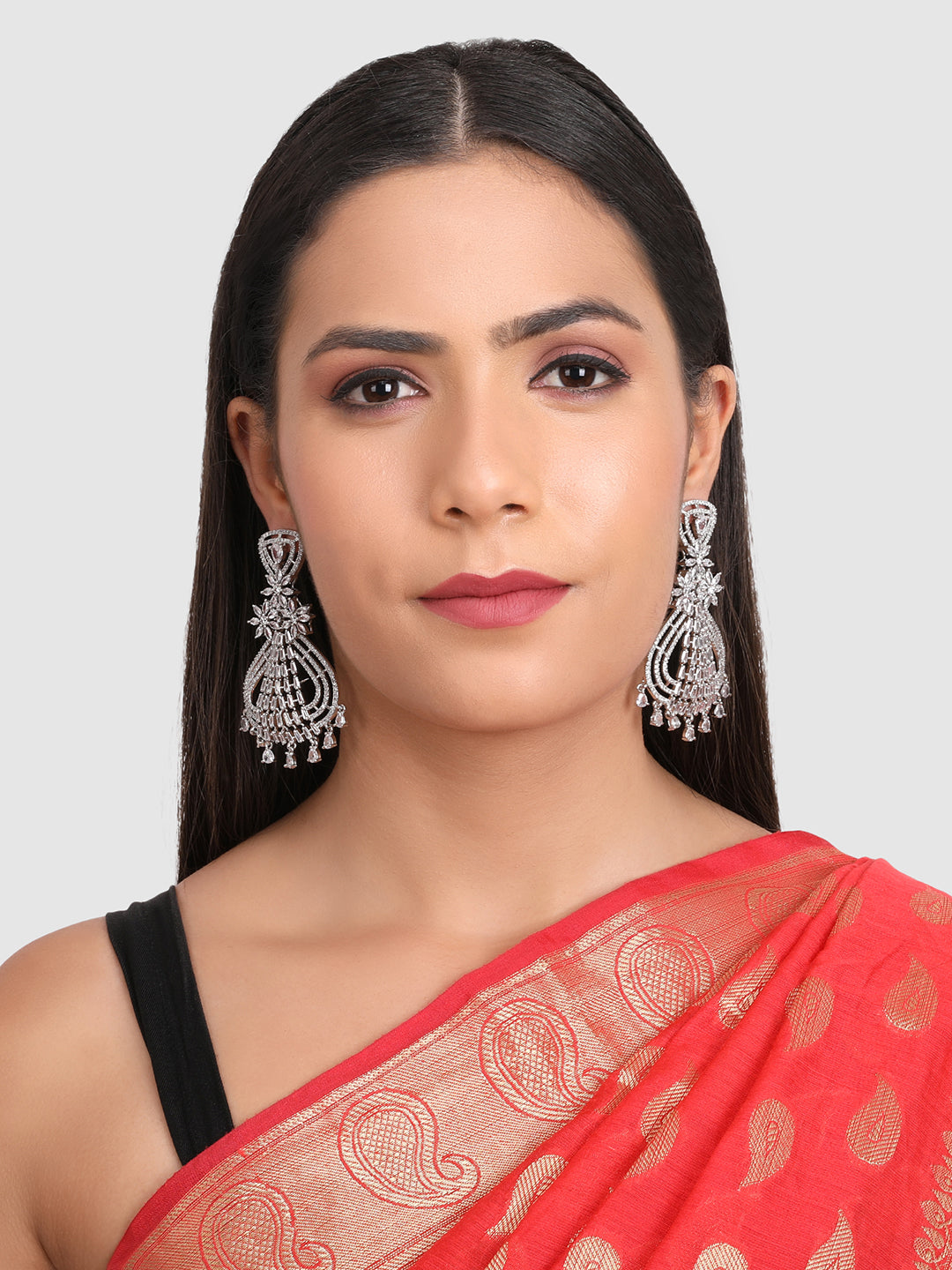 Shop Tarinika's Adhira Gold Plated Kempu Jadau Earrings - Tarinika India