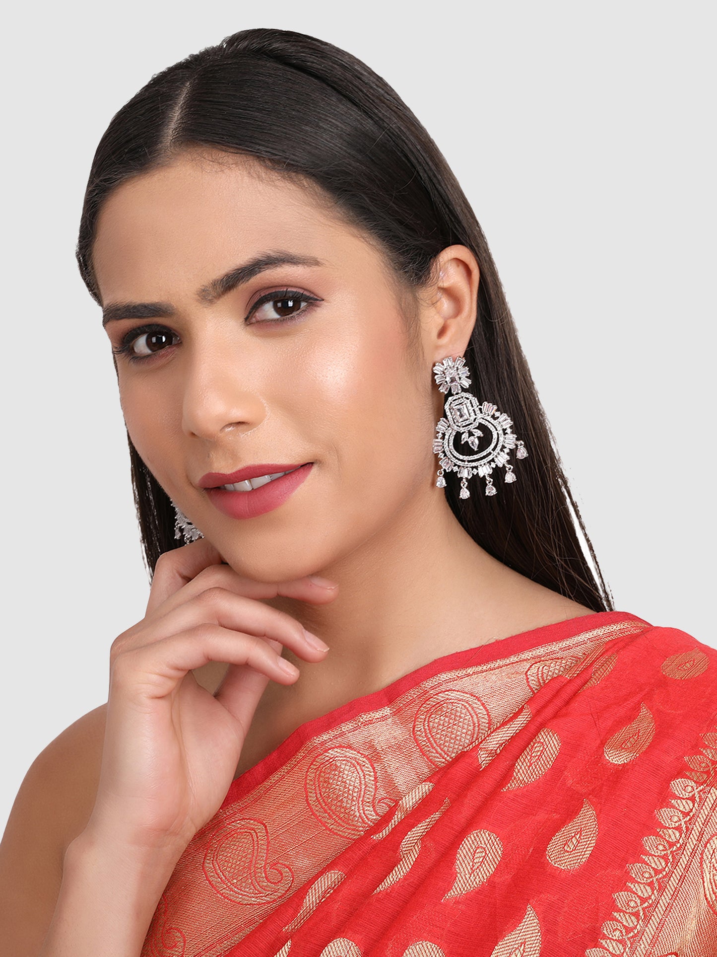 White & Silver Plated Quirky Chandbalis Earrings