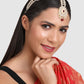 Gold-Plated Maroon & White Kundan-Studded Matha Patti