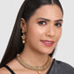 Gold-Plated White Pearls-Studded Double Chain Jewellery Set