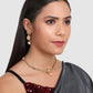 Gold-Plated White & Maroon Stone-Studded Jewellery Set