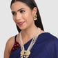 Gold-Plated White Kundan Studded Long Jewellery Set