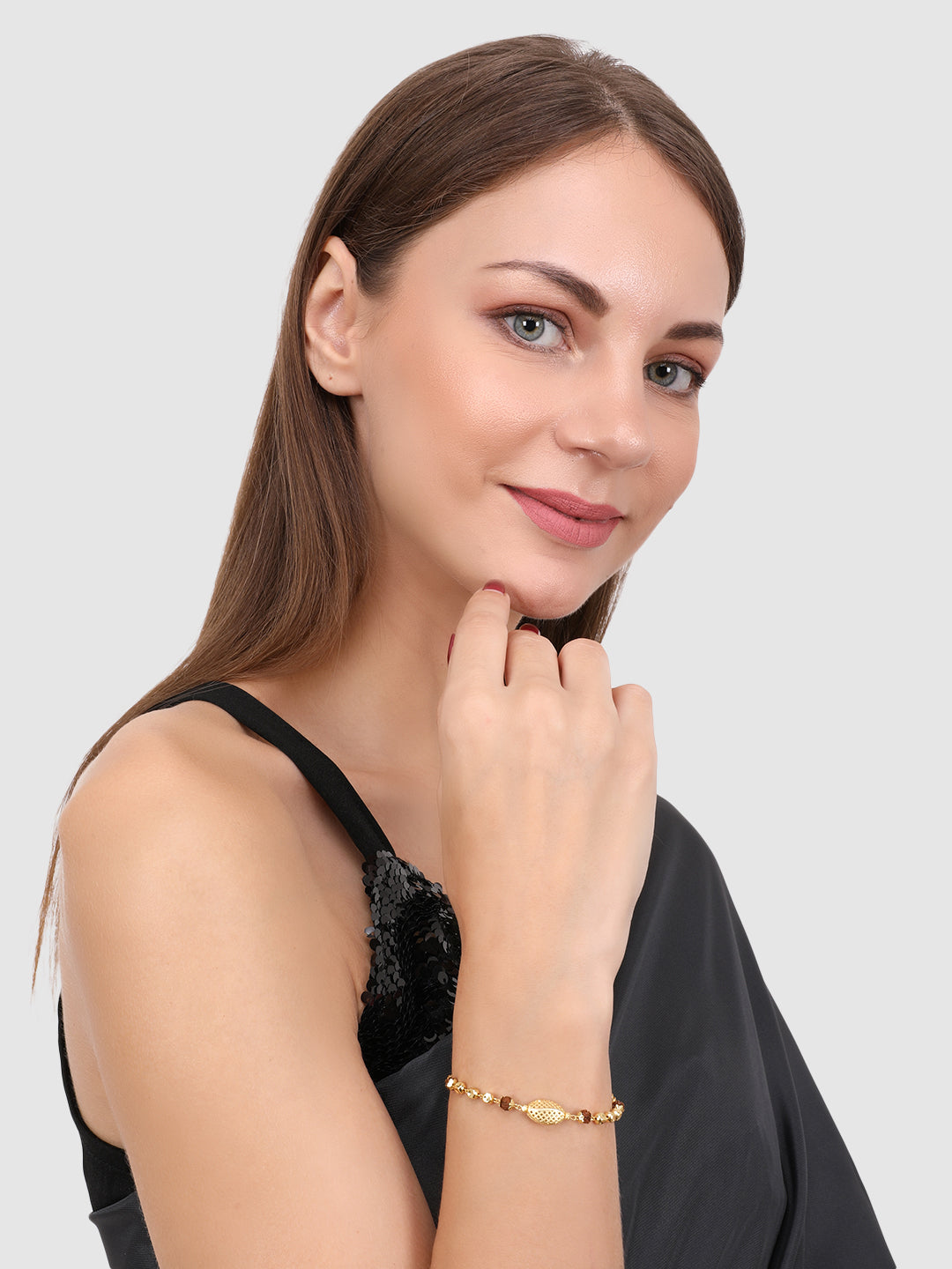 Women Gold-Toned & Brown Gold-Plated Charm Bracelet