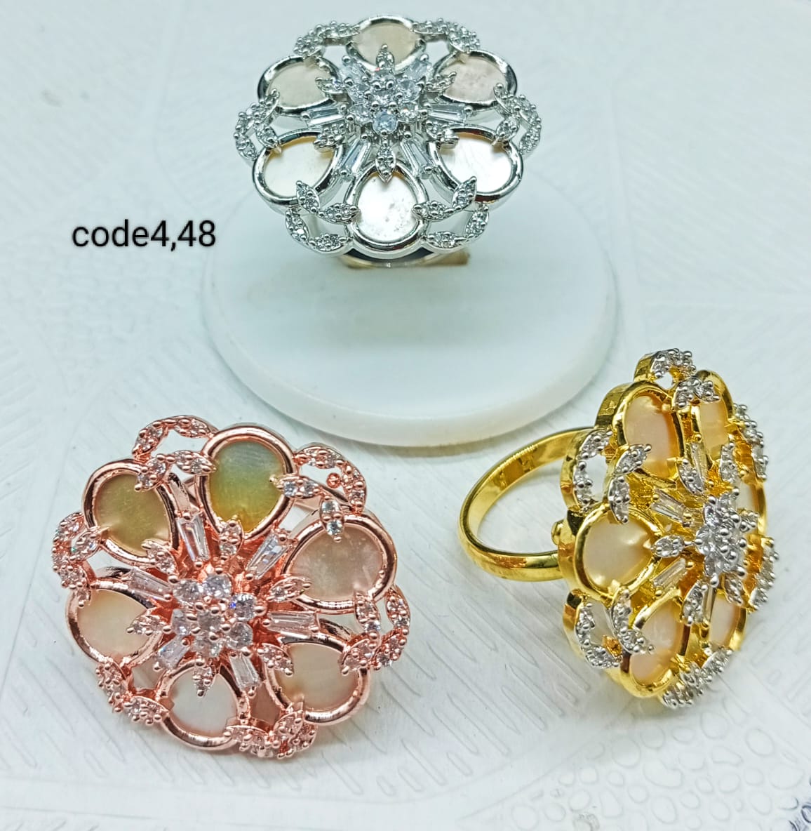 Silver/Gold/Rose Gold Mirror Studded Rings