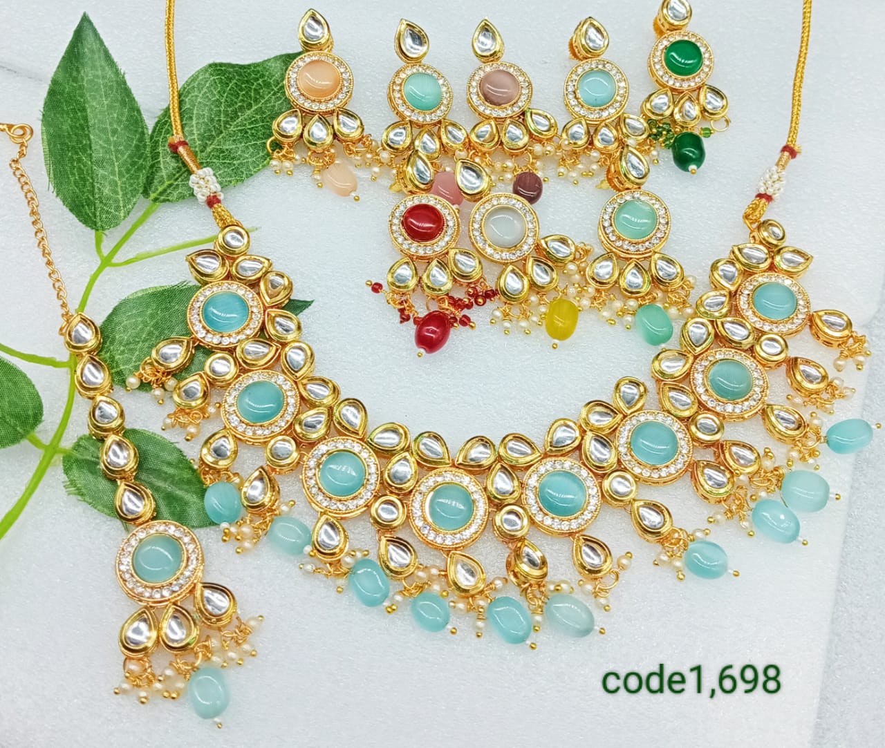 Gold Plated Kundan Necklace set