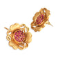 Gold-Plated & Pink Self Designer Floral Pendant & Earring Set