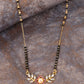Black & Magenta Gold-Plated Beaded & AD-Studded Mangalsutra