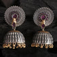 Silver-Toned & Gold-Toned Oxidised Dome Shaped Jhumkas
