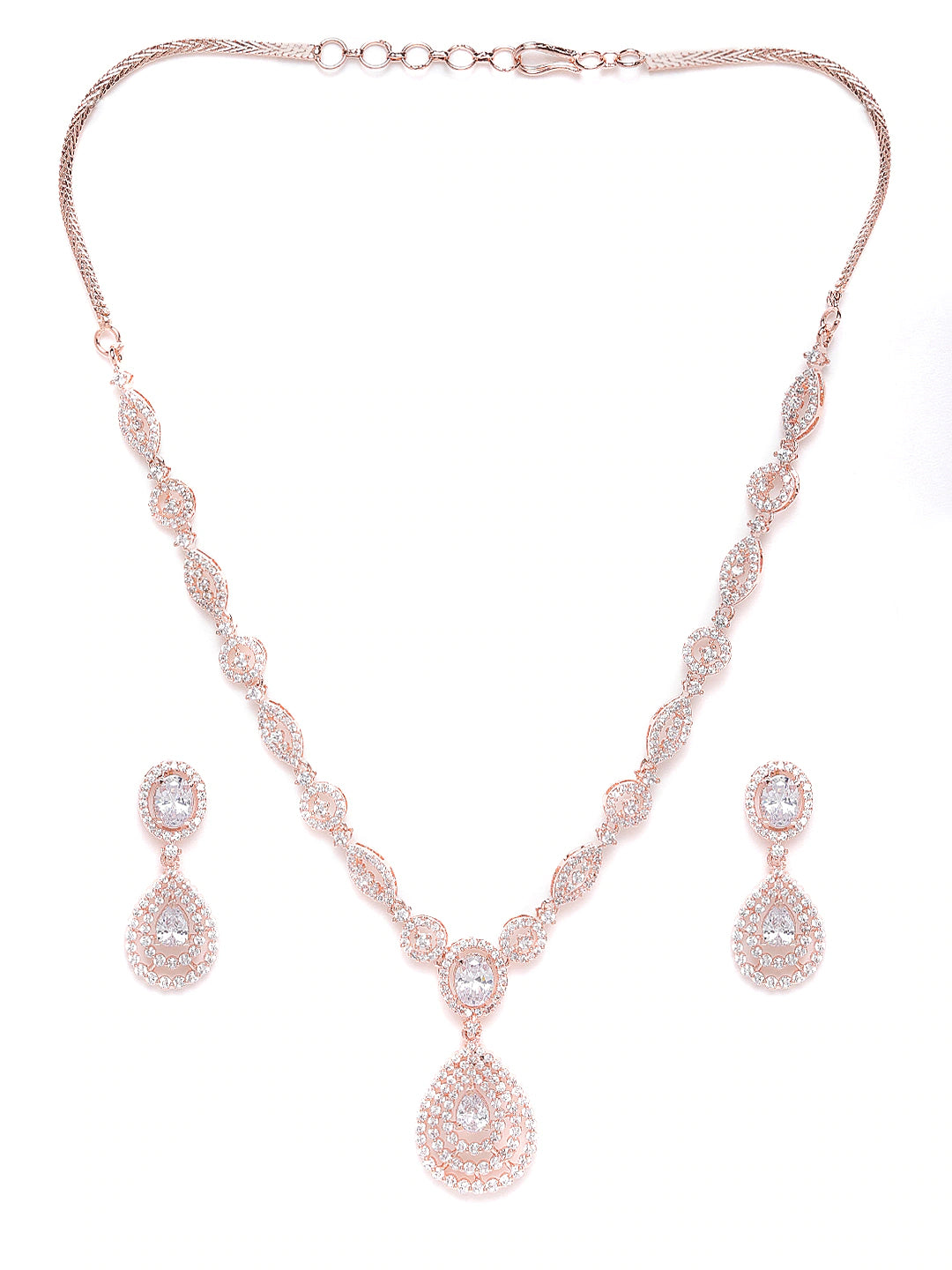 Rose Gold-Plated AD-Studded Handcrafted Jewellery Set