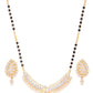 Black Gold-Plated AD-Studded & Beaded Mangalsutra & Earrings Set
