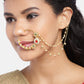 Red & Green Gold-Plated Stone-Studded Nose Ring with Beaded Chain
