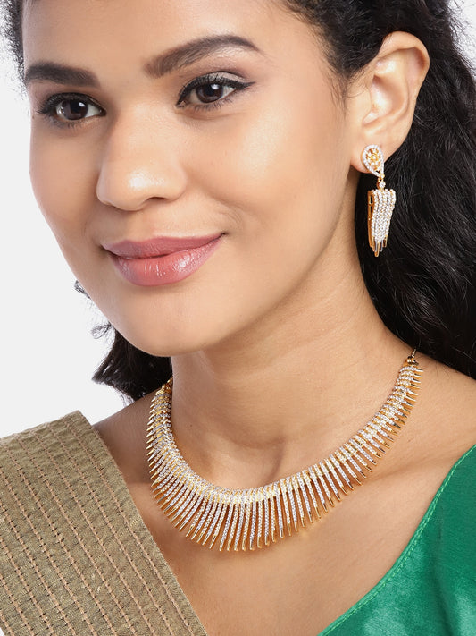 Gold-Plated AD-Studded Handcrafted Jewellery Set