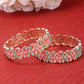 Set Of 2 Gold-Plated Pink & Turquoise Blue Stone-Studded Handcrafted Bangles