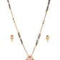 Black & Pink Gold-Plated AD-Studded & Beaded Mangalsutra & Earrings Set