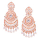Rose Gold-Plated Handcrafted CZ-Studded Crescent-Shaped Chandbalis