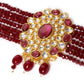 Gold-Plated & Maroon Pearls Beaded Jewellery Set