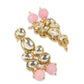 Gold-Plated White & Pink Kundan-Studded & Beaded Jewellery Set